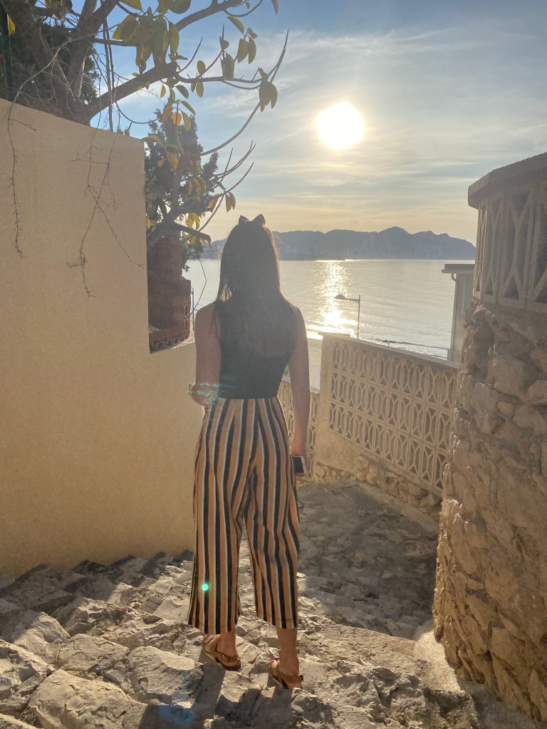 Watching the sunrise over Benidorm old town 