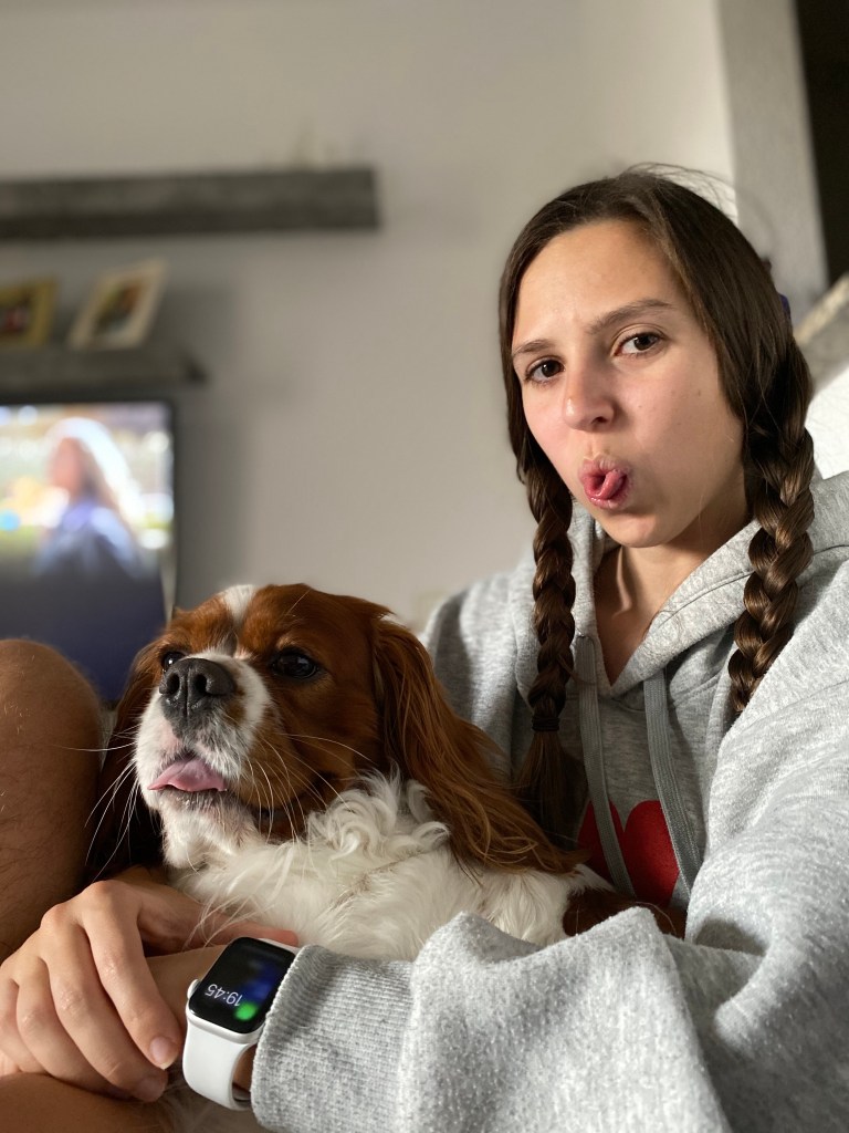 Cuddling Rio watching tiger king 