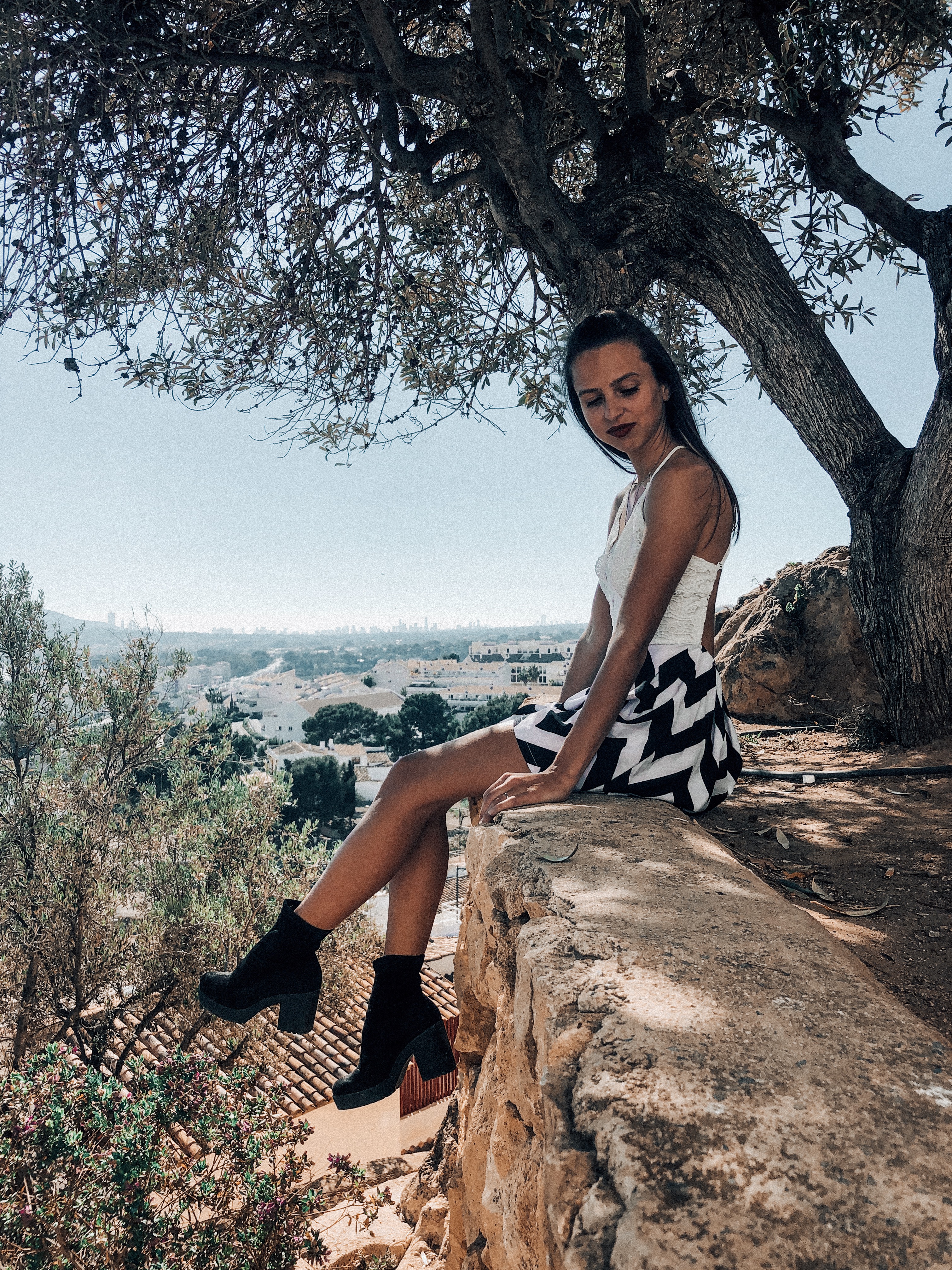 sitting on viewpoint mirador altea spain benidorm