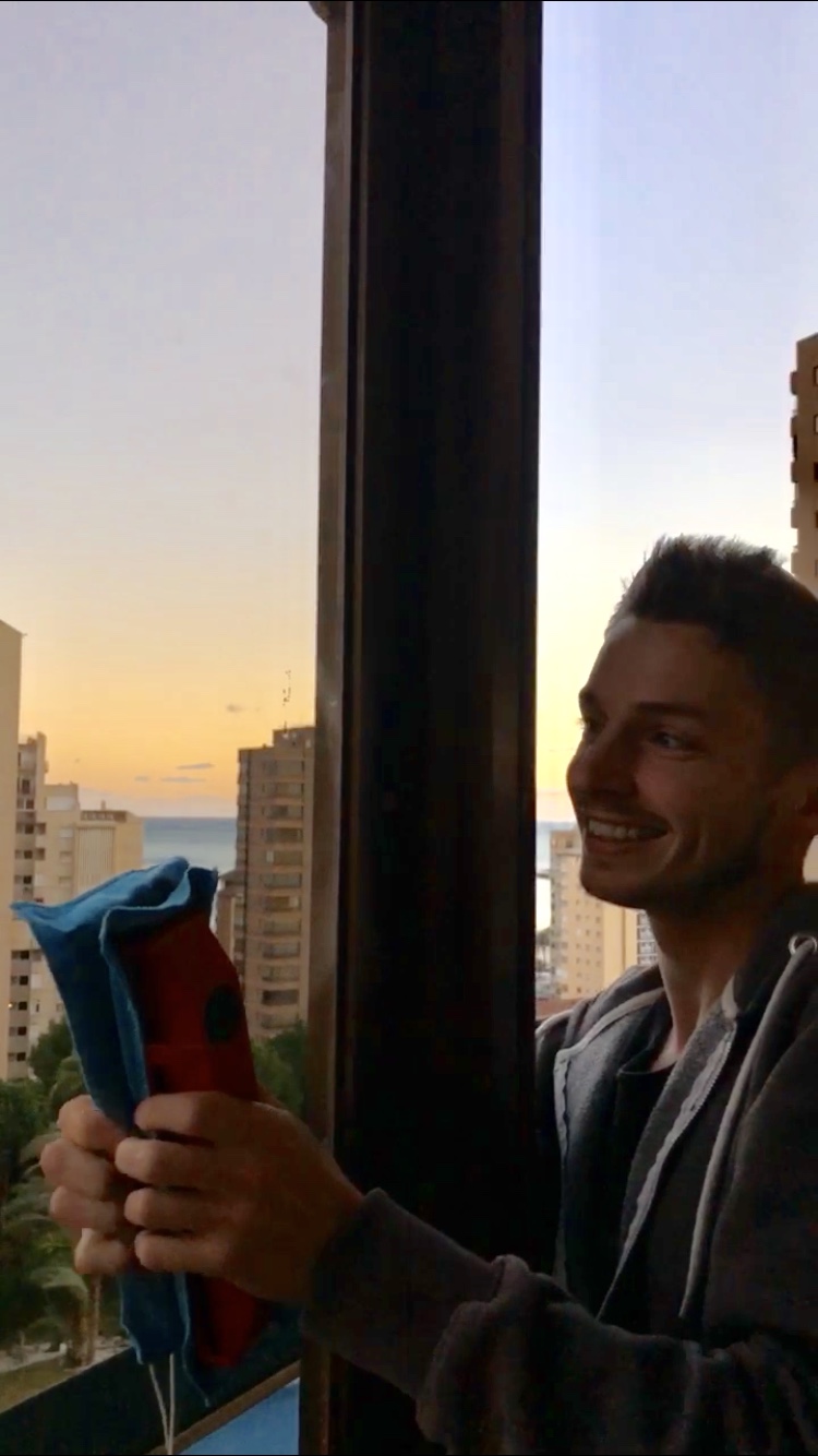 using the glider window cleaner