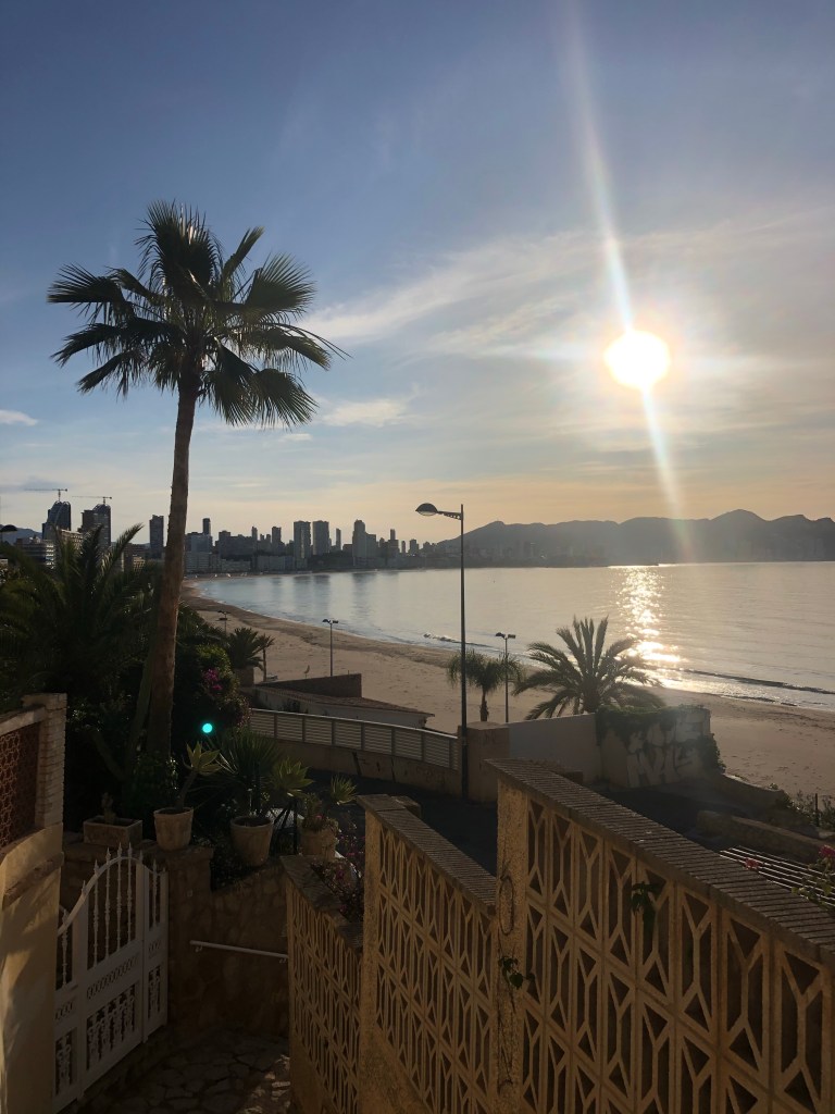 Sunrise over the old town Benidorm 