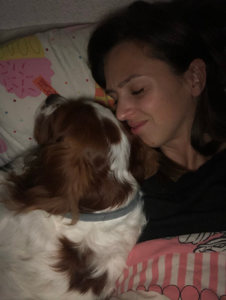 Rio asleep on my shoulder 