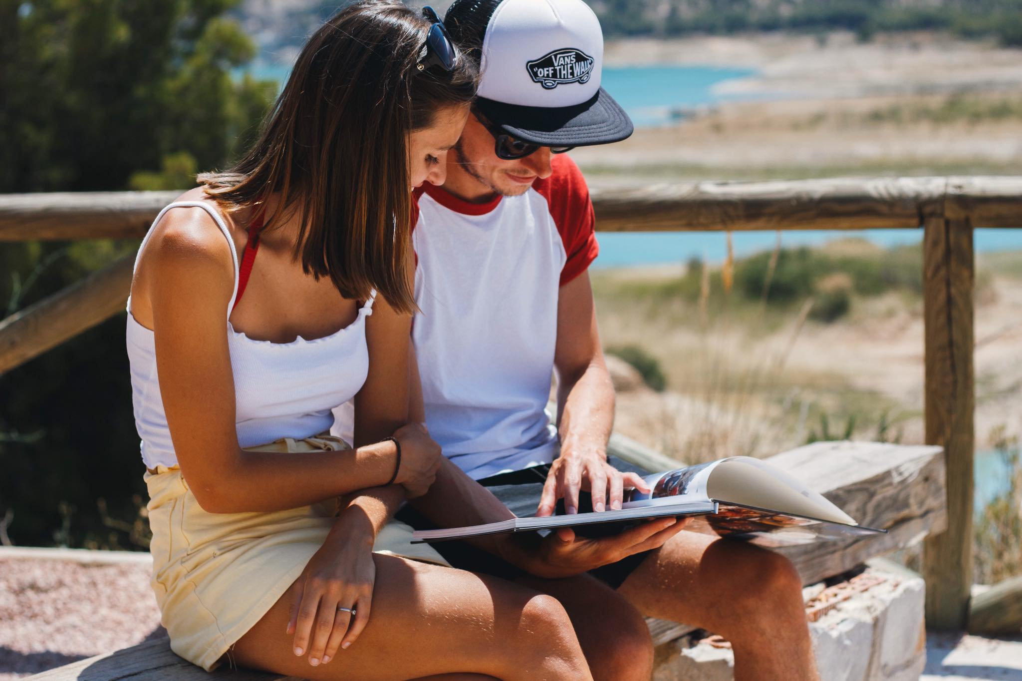 Looking at our memories in our photo book