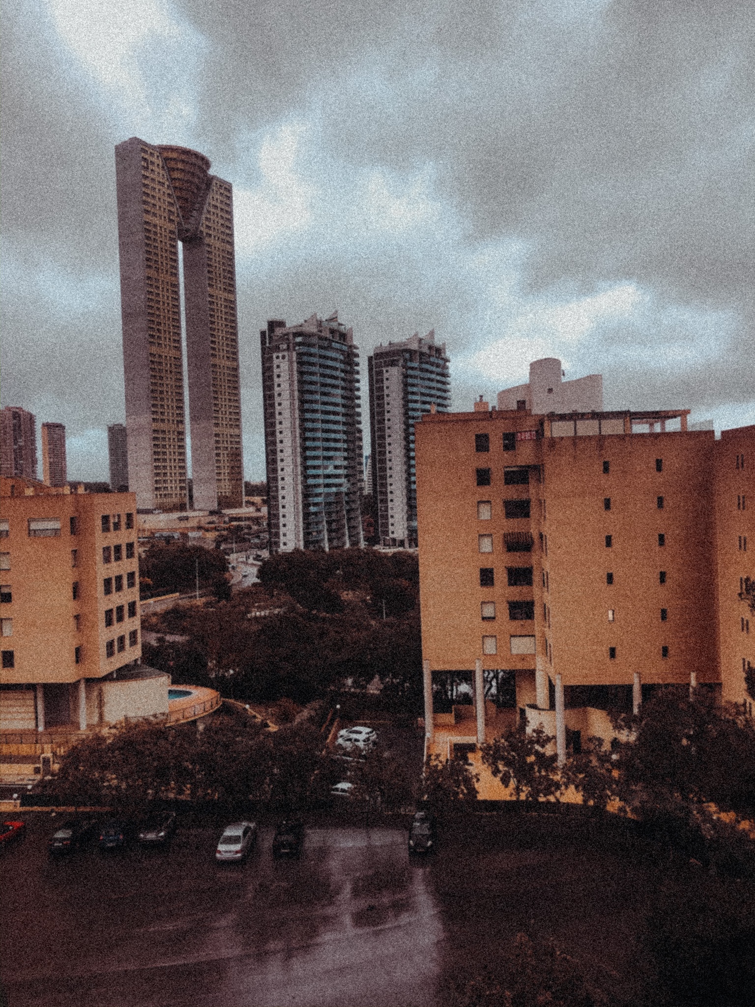 Dark sky gota fría over intempo building Benidorm