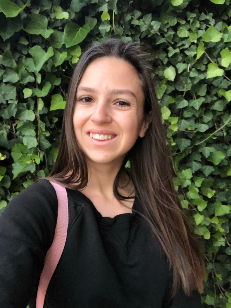 Smiles in the garden in my Calvin Klein jumper