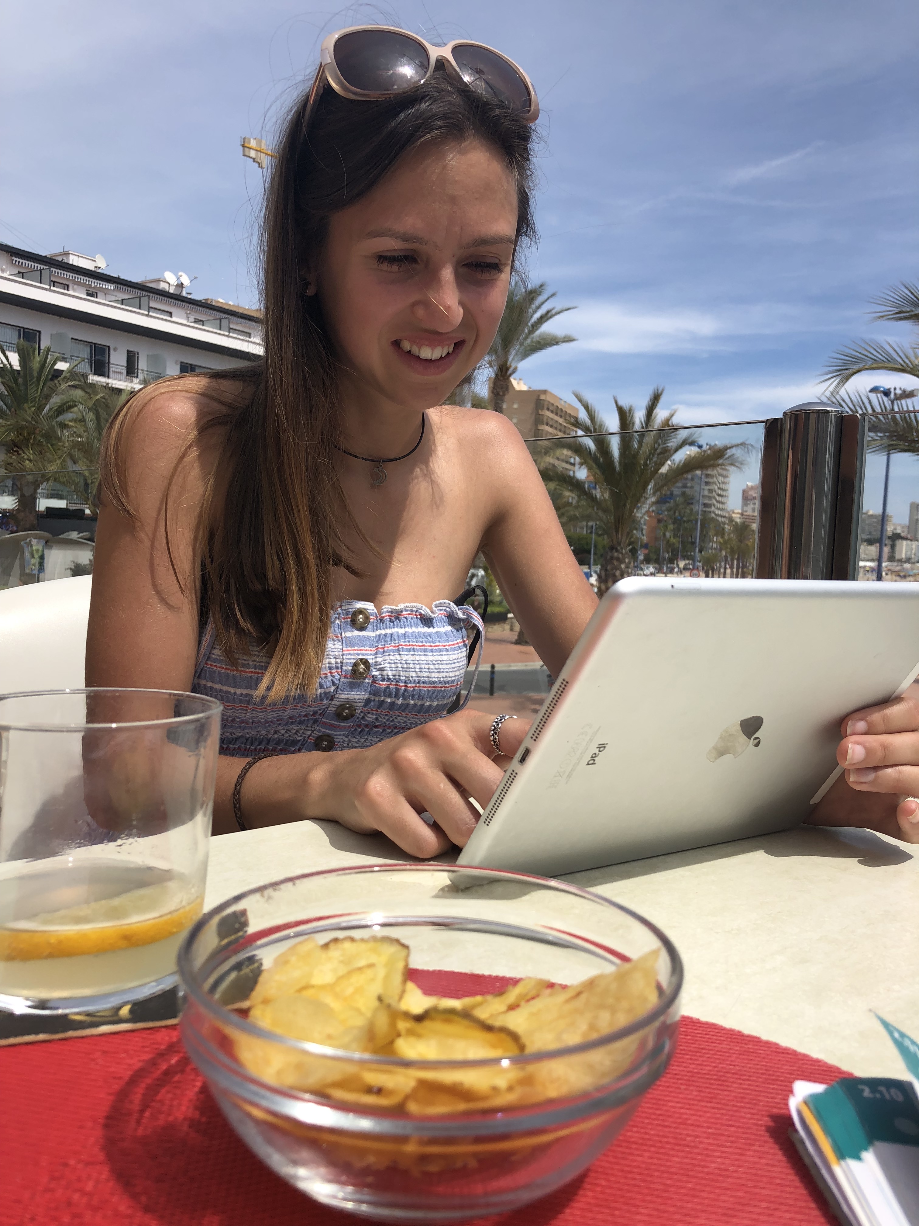 writing in a bar in benidorm