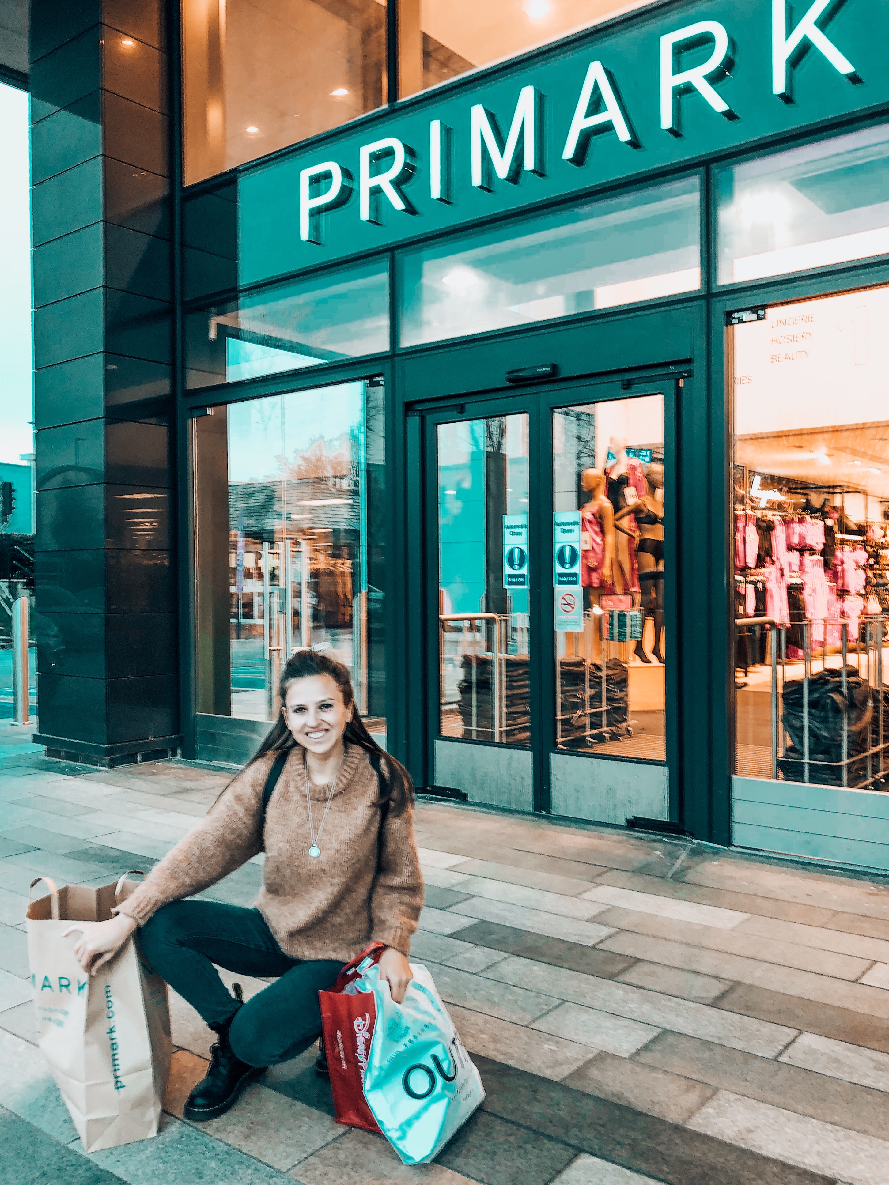 Sitting outside Primark fosse Park 