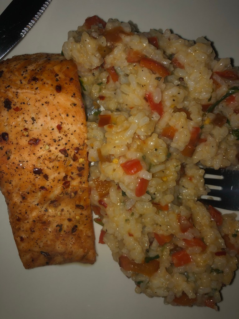 Salmon and rice for dinner Lockdown spain