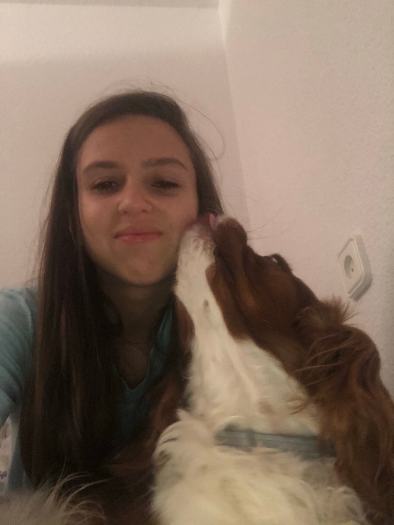 Rio giving me a goodnight kiss 