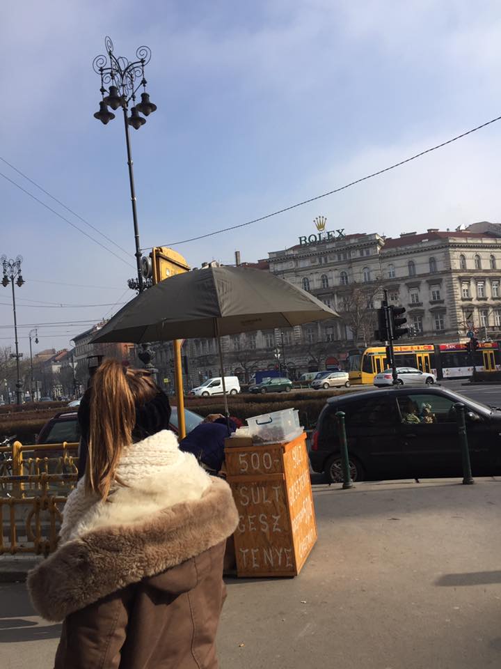 girl walking the streets of budapest