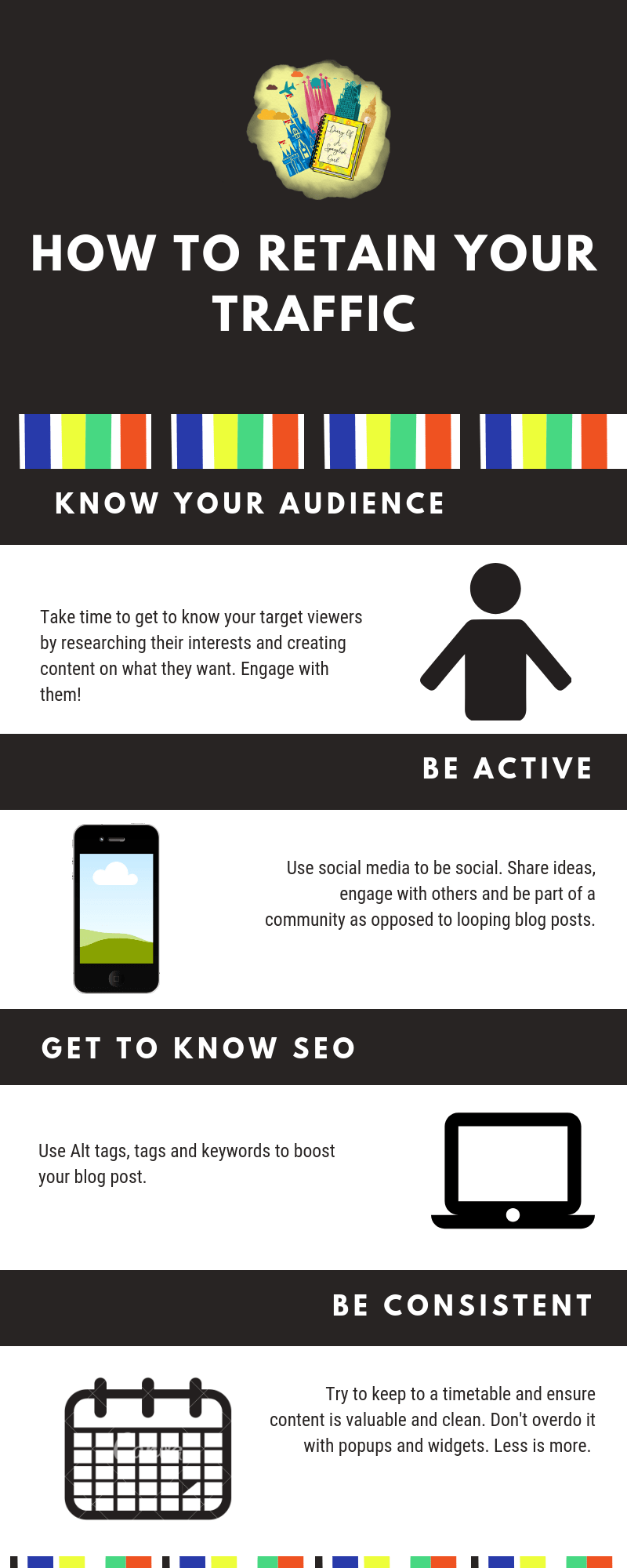 how to retain traffic to your blog infographic