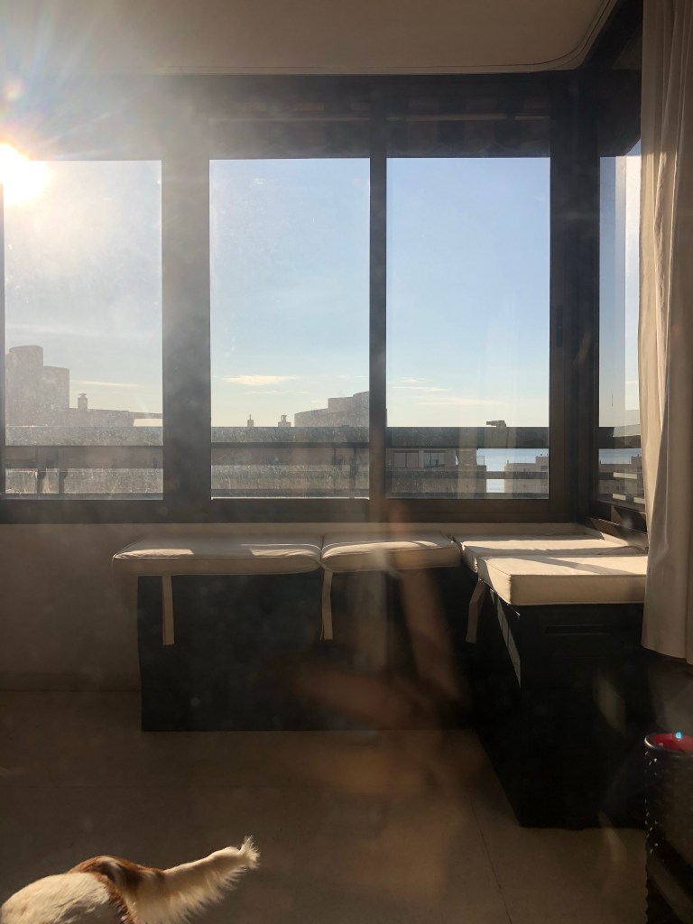 Corner ottoman perfect for reading and watching sunset  