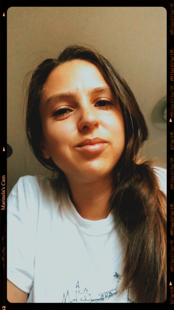 Vintage selfie after using Pixi skincare Polaroid image