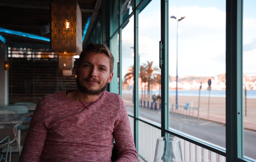 Alex sat in Aruba gAstro bar Benidorm 