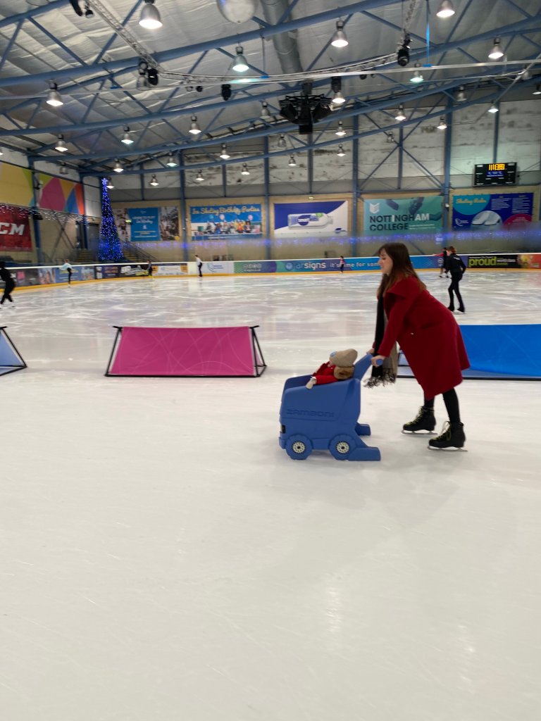 lauren skating with daughter 14 months old at national ice centre Nottingham