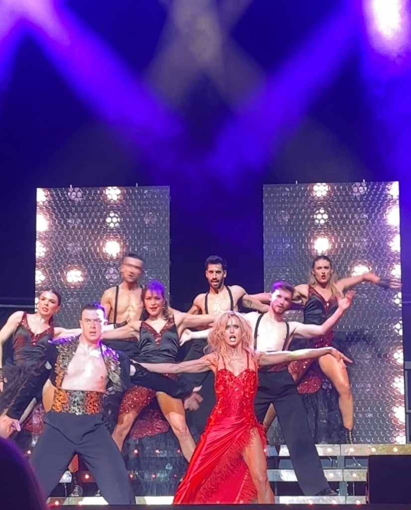 The whole onstage ensemble cast Chloe Hewitt Adam brunyee Jasmine Chan Margot weeda Oliver Beardmore Ruben Rodriguez Kai Widdrington and Nadiya Bychkova